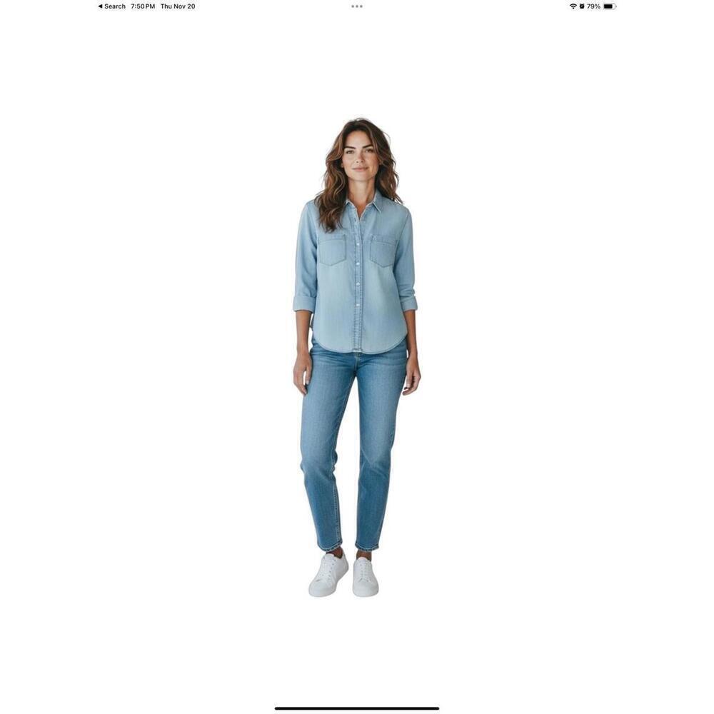 NWT UNTUCKit Alleanza Chambray Shirt Womens Size 6 Button Up Long Sleeve Casual